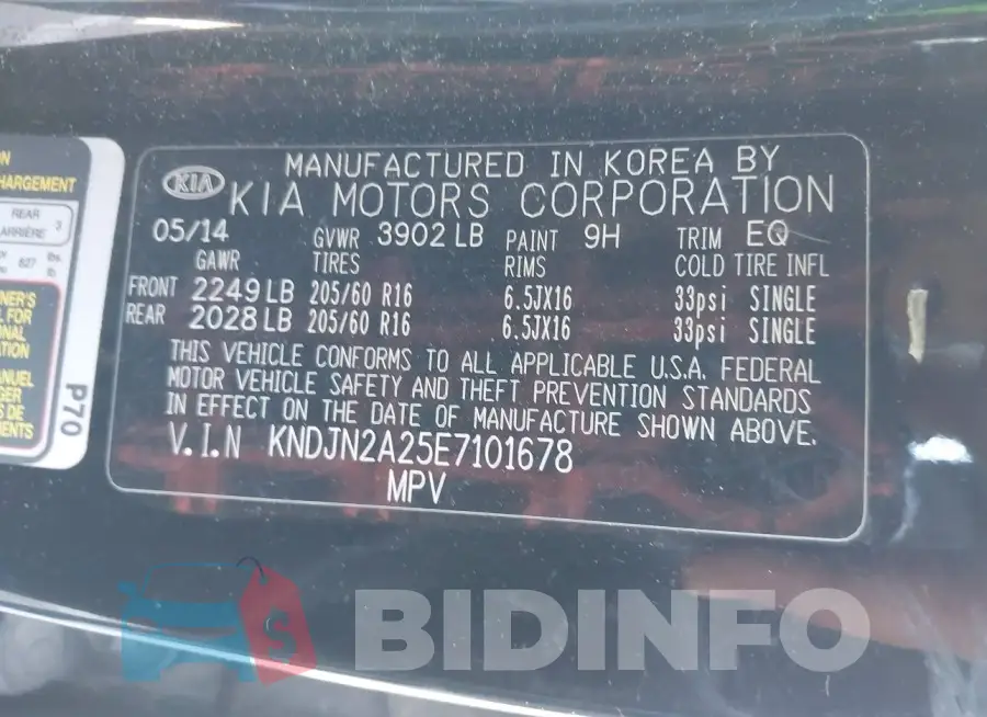 KNDJN2A25E7101678 Photo# 9