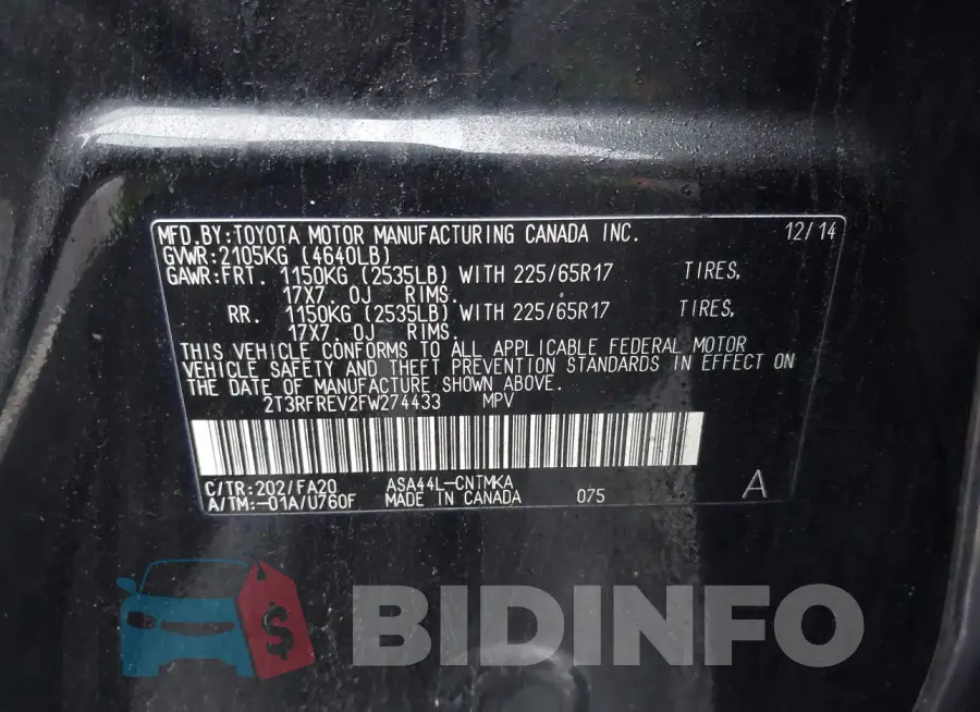 2T3RFREV2FW274433 Photo# 9