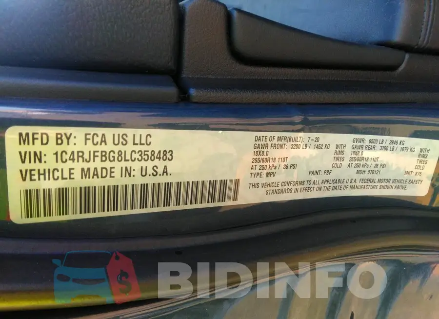 1C4RJFBG8LC358483 Photo# 9