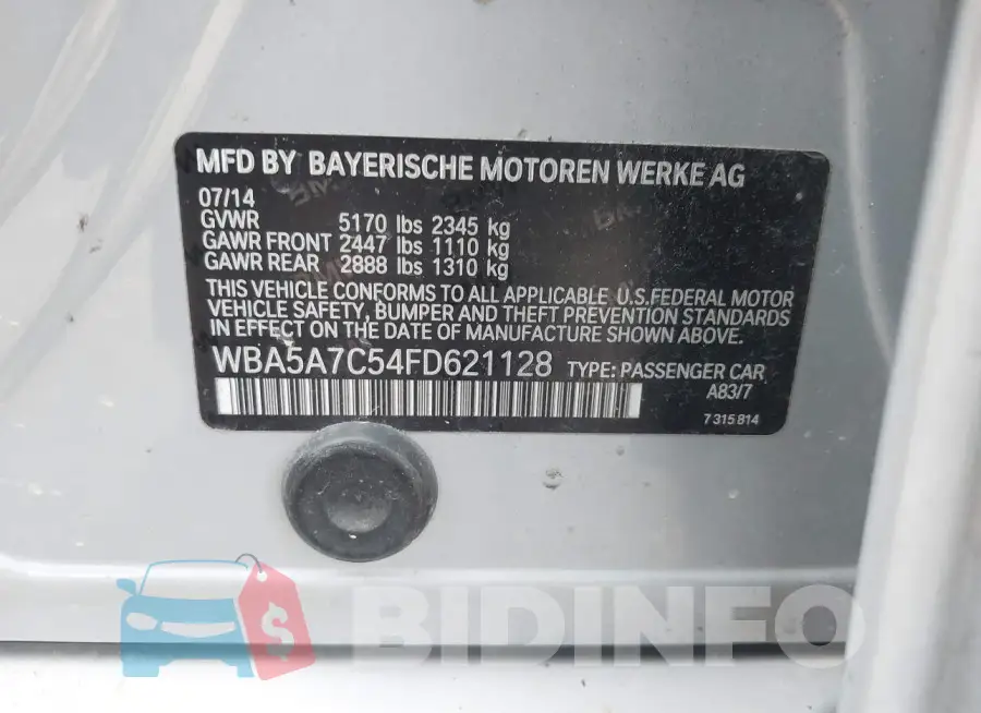 WBA5A7C54FD621128 Photo# 9