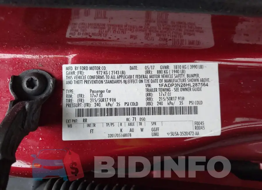 1FADP3N28HL287564 Photo# 9