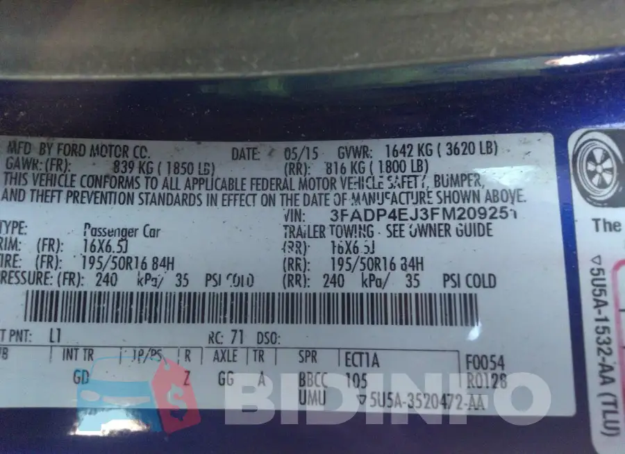 3FADP4EJ3FM209251 Photo# 9