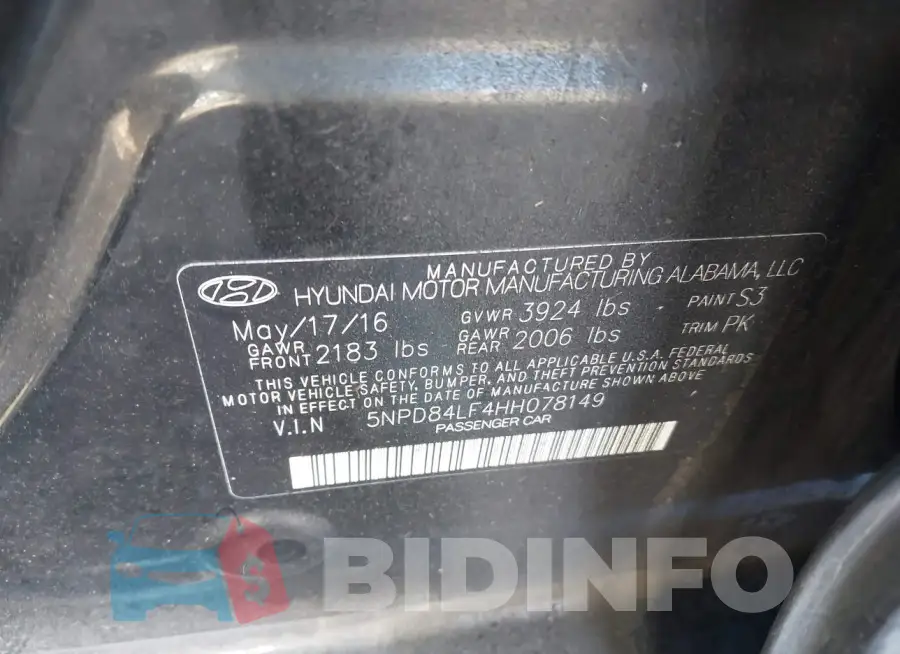 5NPD84LF4HH078149 Photo# 9