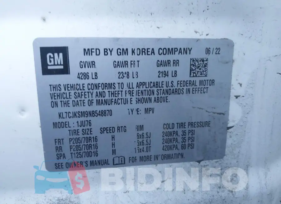 KL7CJKSM9NB548870 Photo# 9