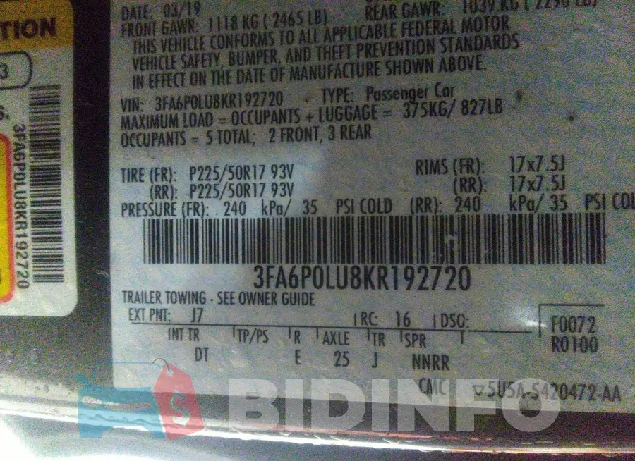 3FA6P0LU8KR192720 Photo# 9