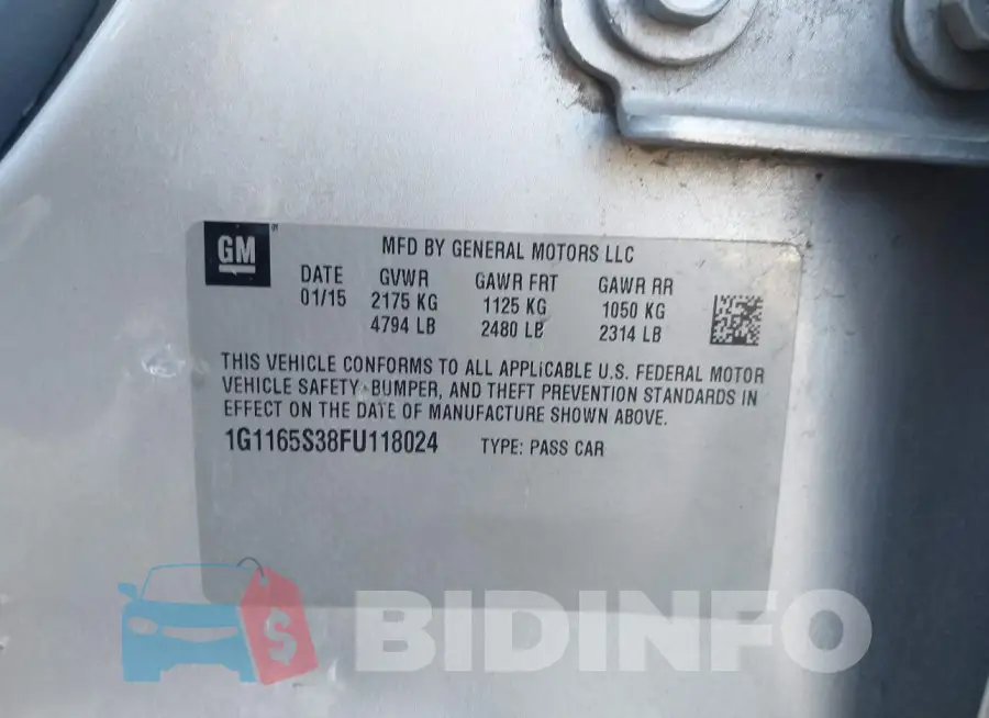 1G1165S38FU118024 Photo# 9