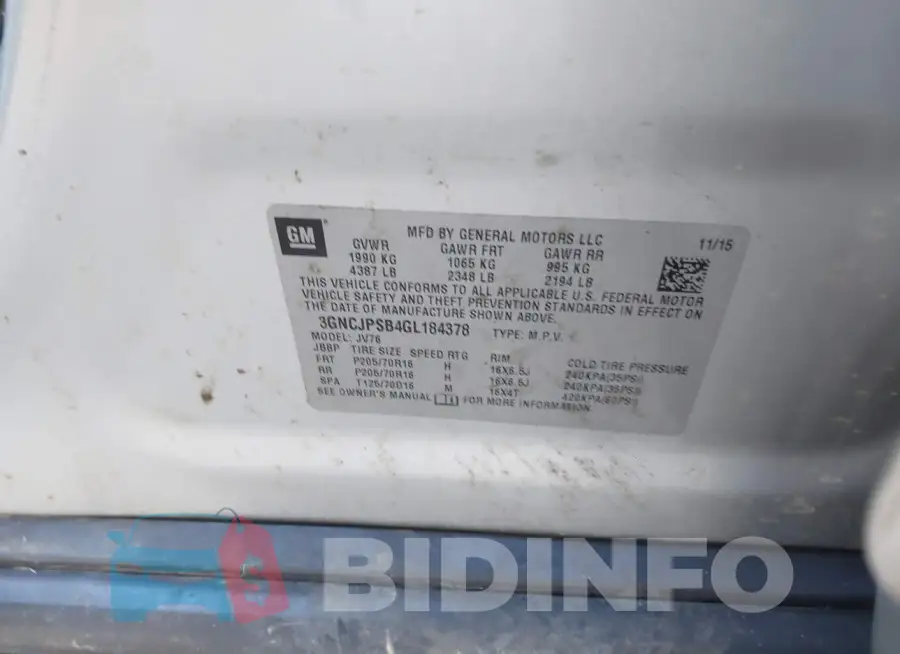 3GNCJPSB4GL184378 Photo# 9