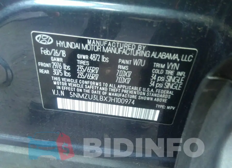 5NMZU3LBXJH100974 Photo# 9