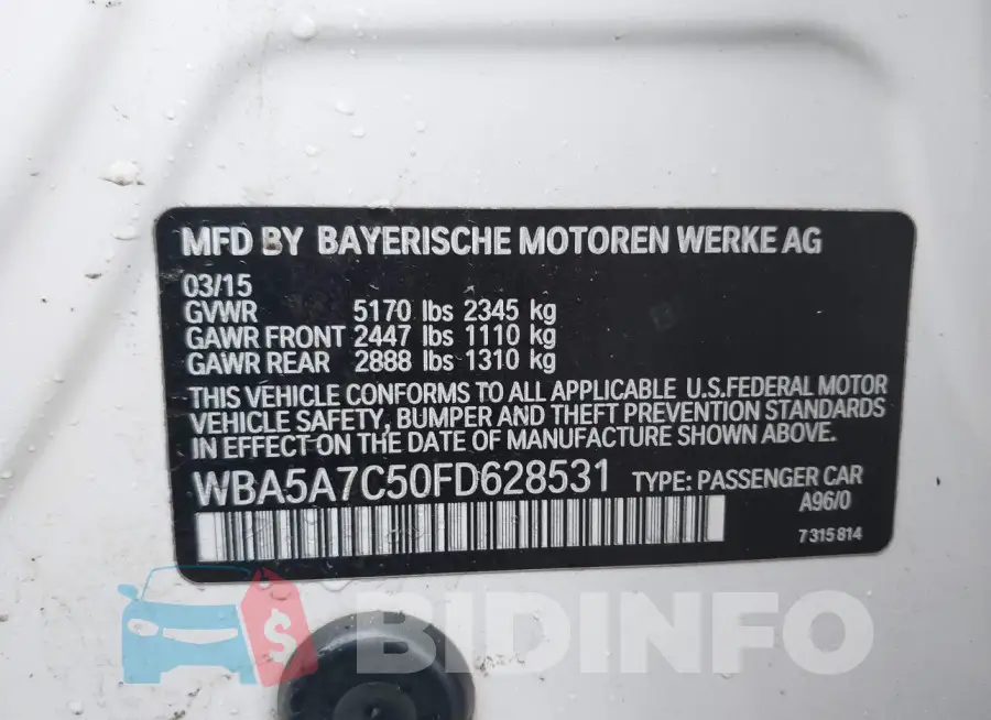 WBA5A7C50FD628531 Photo# 9