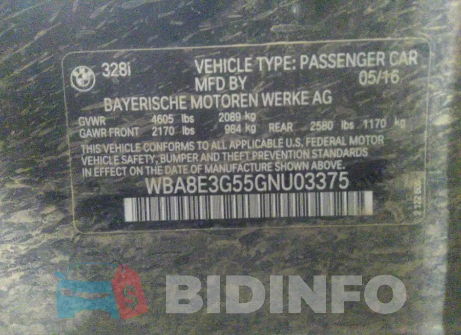 WBA8E3G55GNU03375 Photo# 9