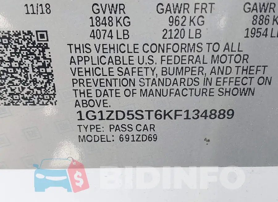 1G1ZD5ST6KF134889 Photo# 9