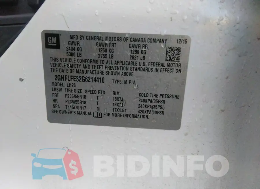 2GNFLFE32G6214410 Photo# 9