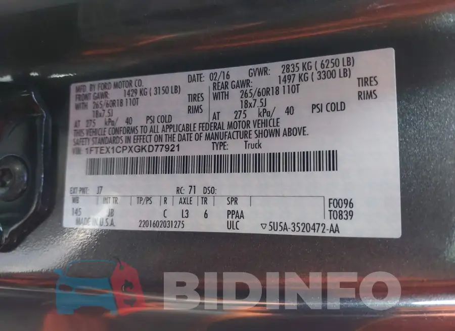 1FTEX1CPXGKD77921 Photo# 9