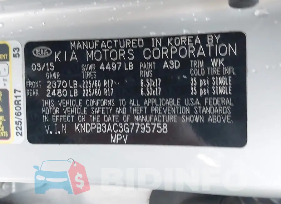 KNDPB3AC3G7795758 Photo# 9
