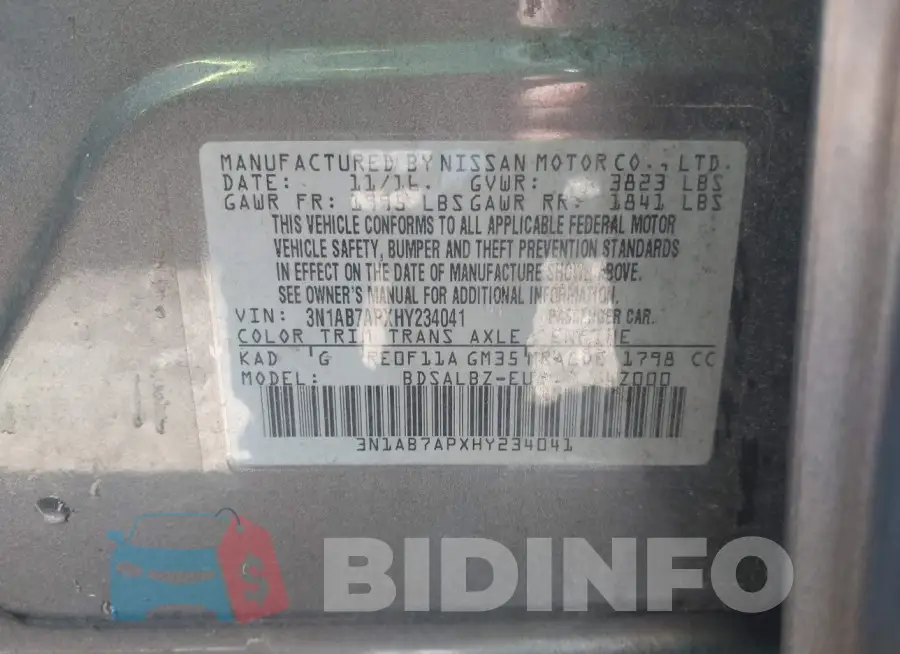 3N1AB7APXHY234041 Photo# 9