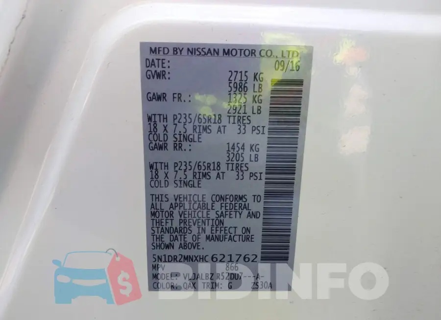5N1DR2MNXHC621762 Photo# 9
