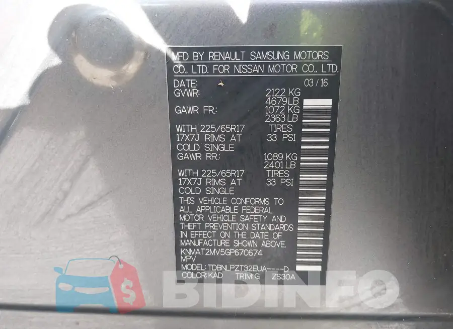 KNMAT2MV5GP670674 Photo# 9