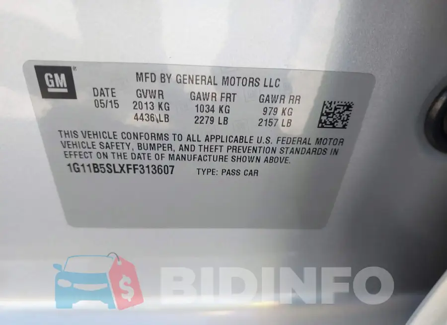 1G11B5SLXFF313607 Photo# 9