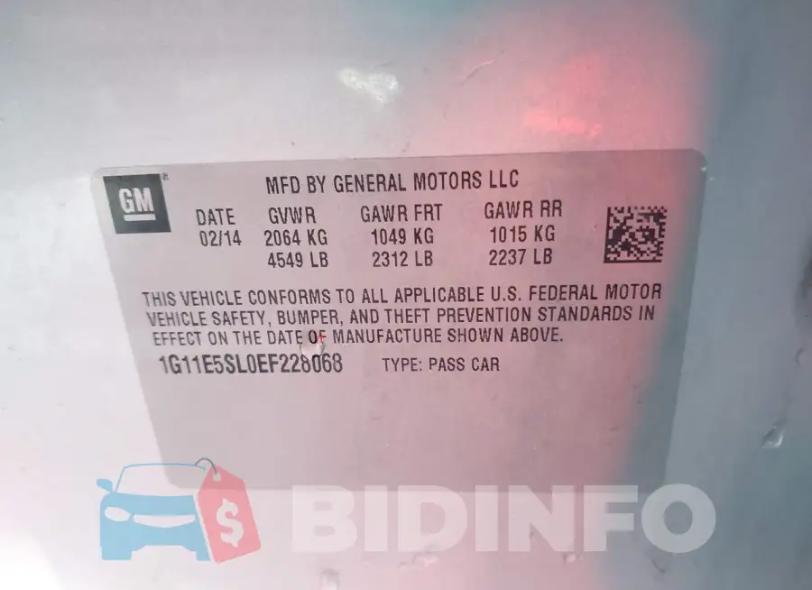 1G11E5SL0EF228068 Photo# 9