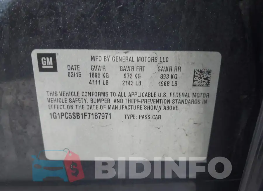 1G1PC5SB1F7187971 Photo# 9