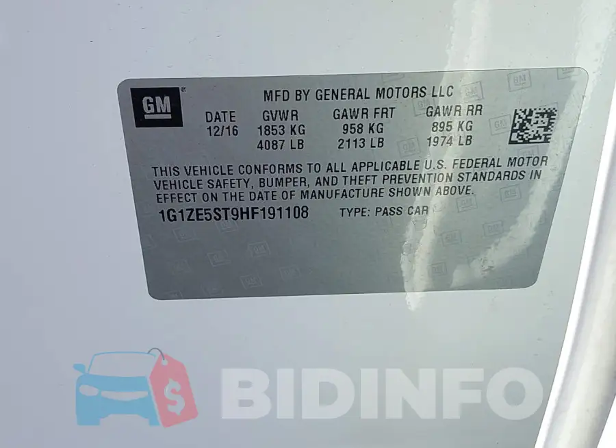1G1ZE5ST9HF191108 Photo# 9
