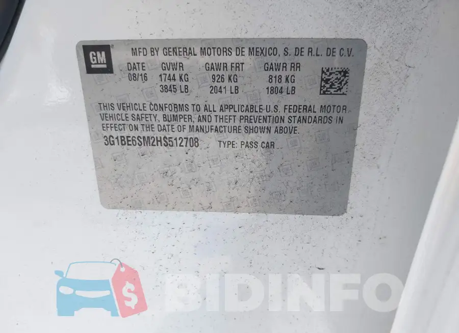 3G1BE6SM2HS512708 Photo# 9