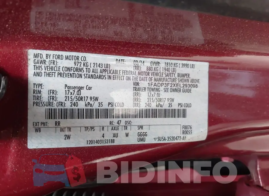 1FADP3F2XEL293098 Photo# 9