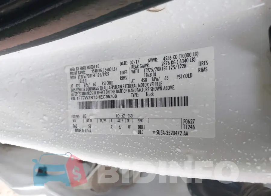 1FT7W2BT5HEC95708 Photo# 9