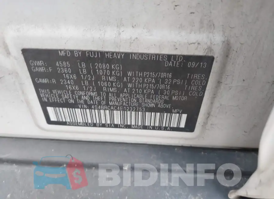 4S4BRCAC4E1232753 Photo# 9