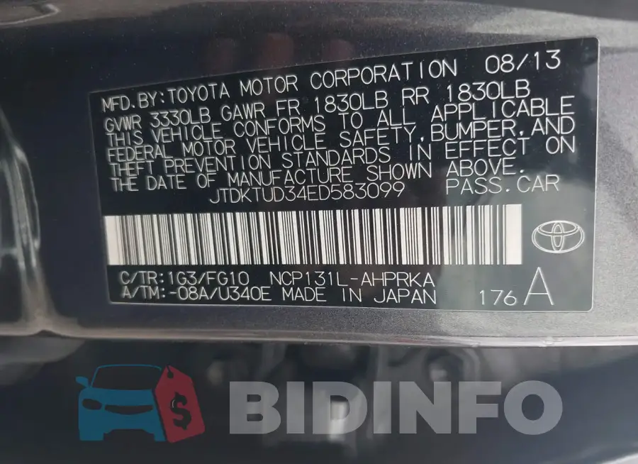 JTDKTUD34ED583099 Photo# 9