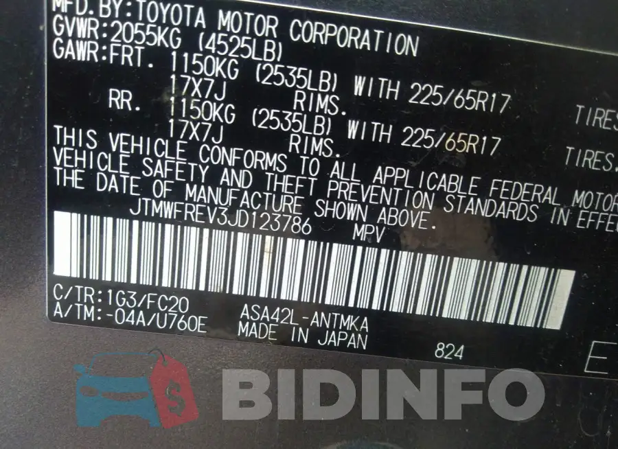 JTMWFREV3JD123786 Photo# 9