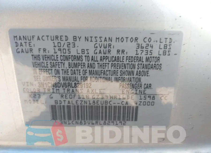 3N1CN8DV6RL829192 Photo# 9