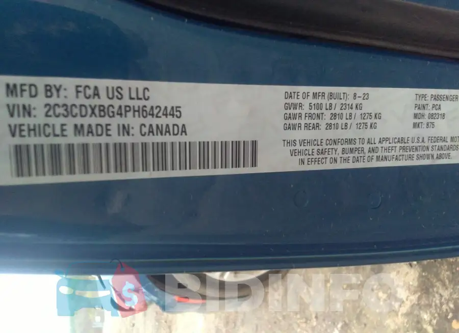 2C3CDXBG4PH642445 Photo# 9