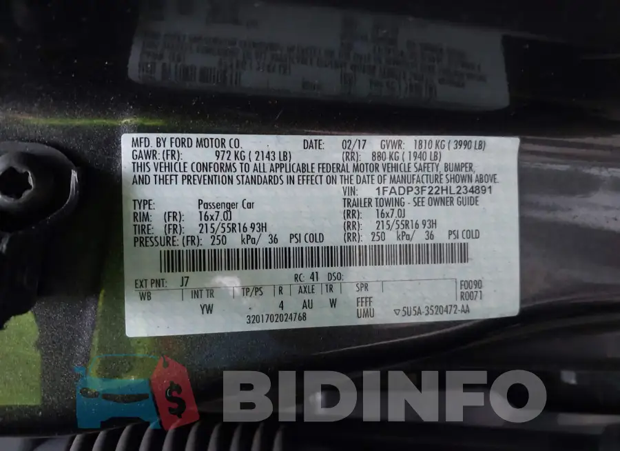 1FADP3F22HL234891 Photo# 9