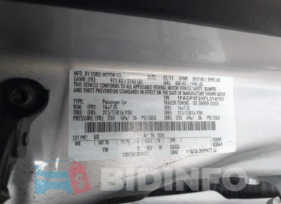 1FADP3F2XFL314193 Photo# 9