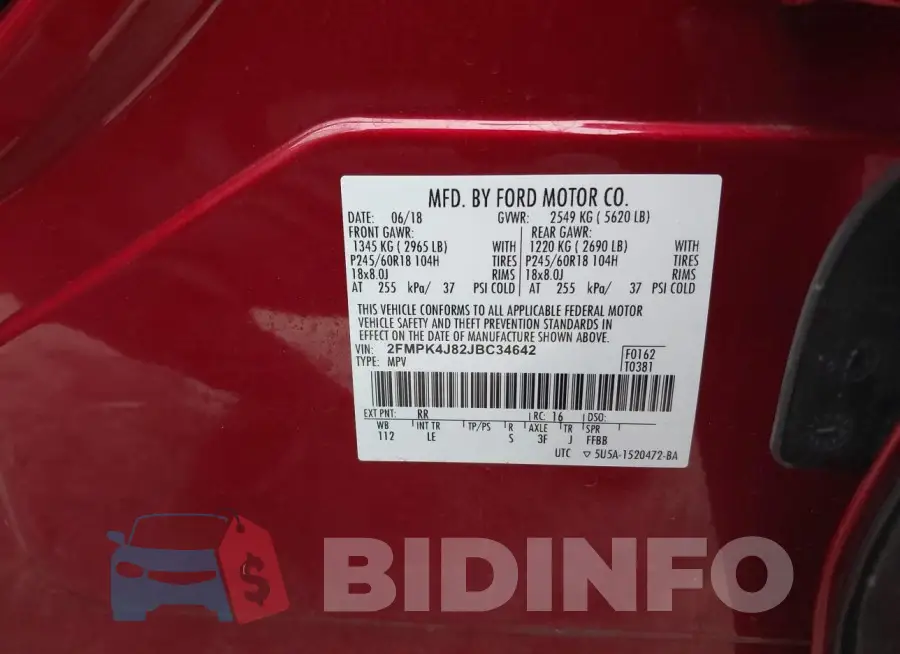 2FMPK4J82JBC34642 Photo# 9