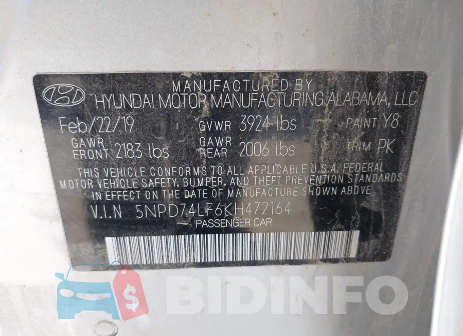 5NPD74LF6KH472164 Photo# 9