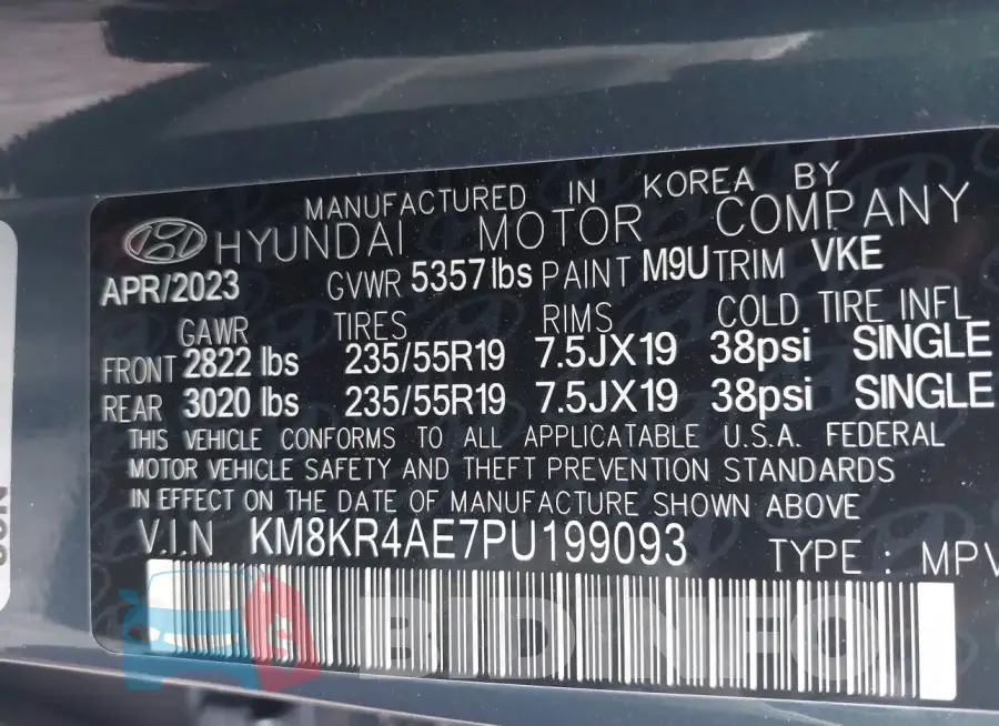 KM8KR4AE7PU199093 Photo# 9