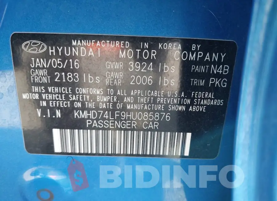 KMHD74LF9HU085876 Photo# 9