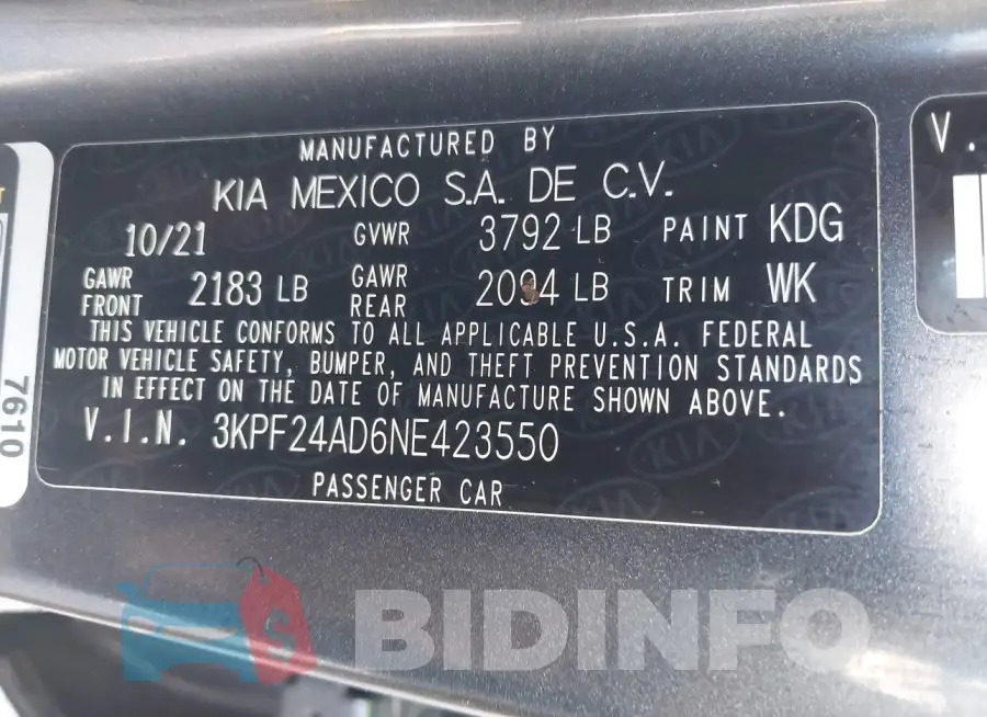 3KPF24AD6NE423550 Photo# 9
