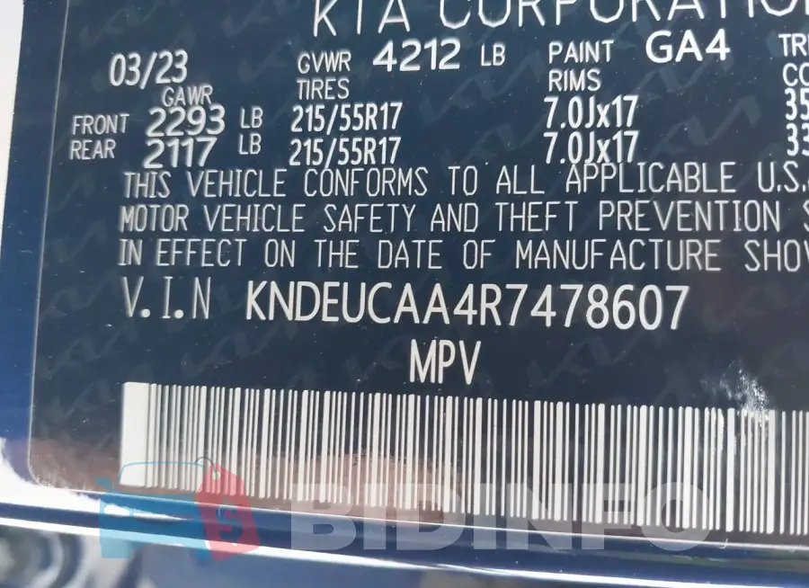 KNDEUCAA4R7478607 Photo# 9