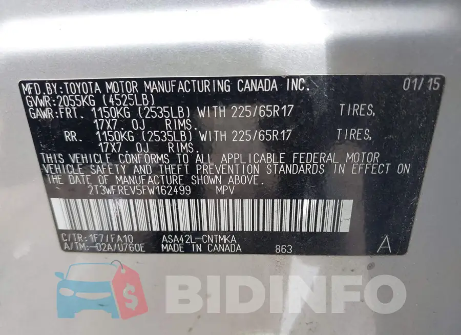 2T3WFREV5FW162499 Photo# 9