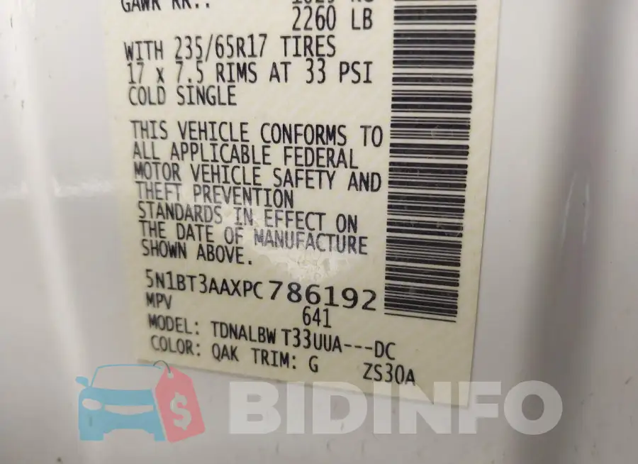 5N1BT3AAXPC786192 Photo# 9