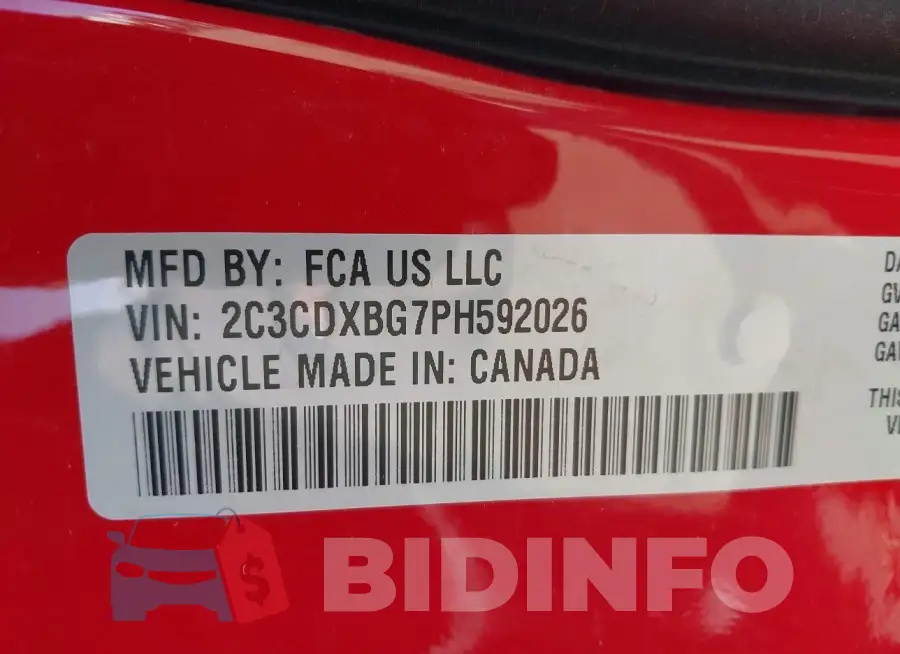 2C3CDXBG7PH592026 Photo# 9