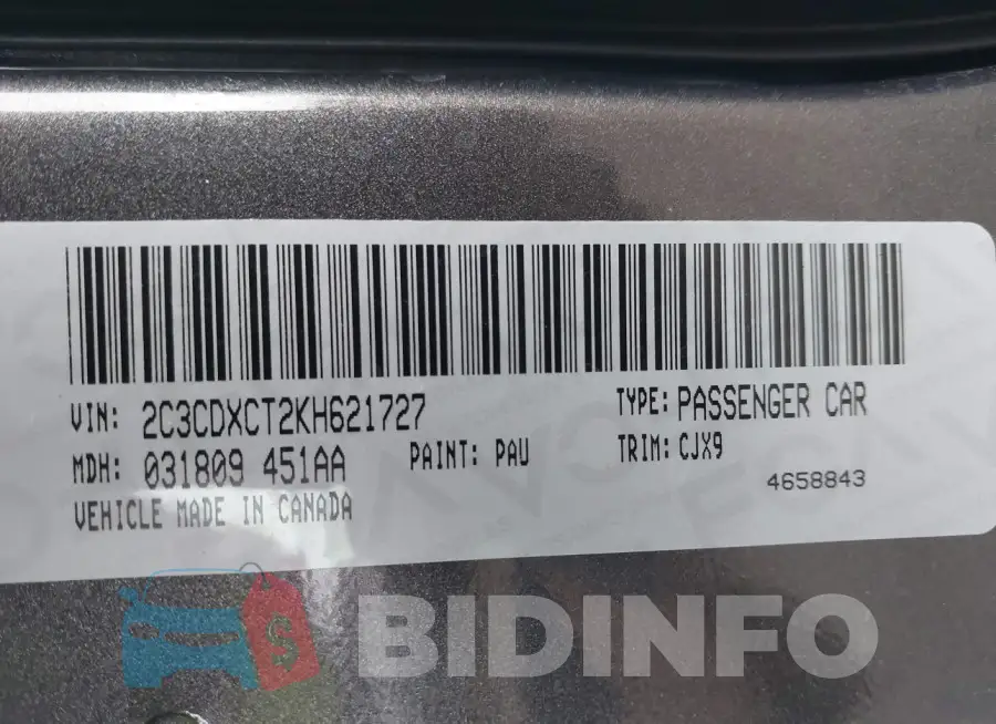 2C3CDXCT2KH621727 Photo# 9
