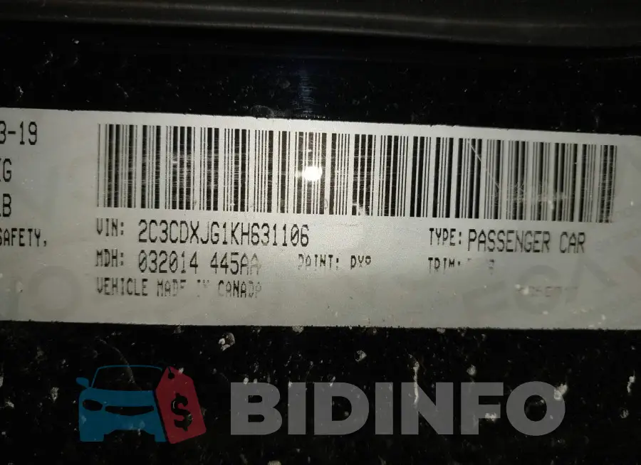 2C3CDXJG1KH631106 Photo# 9