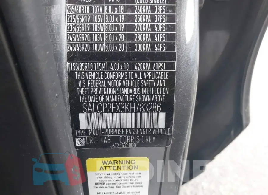 SALCP2FX3KH783286 Photo# 9