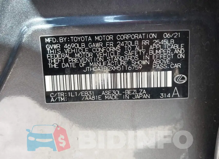 JTHCA1D2XM5116759 Photo# 9