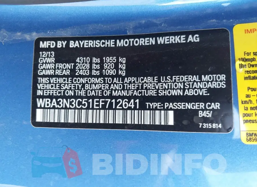 WBA3N3C51EF712641 Photo# 9