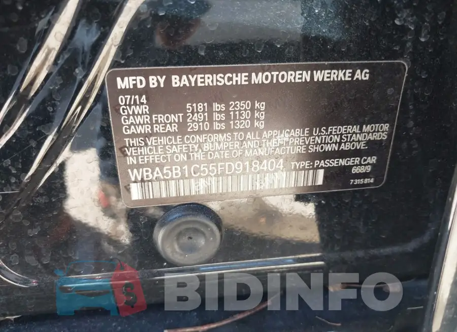 WBA5B1C55FD918404 Photo# 9